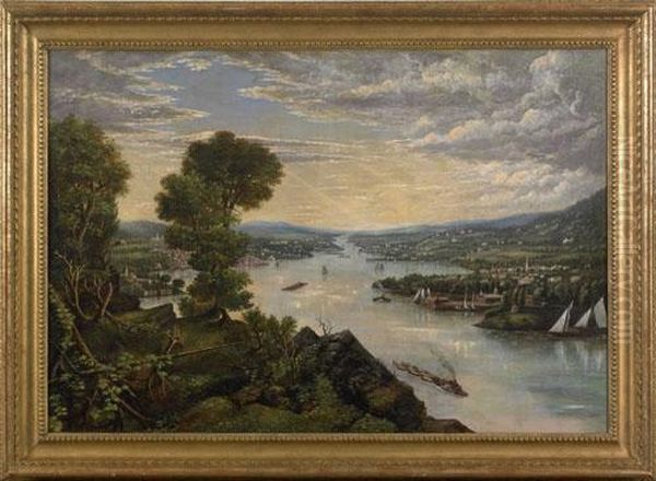 View Of The Hudson At Newburgh And Beacon Oil Painting by Samuel Adams Hudson