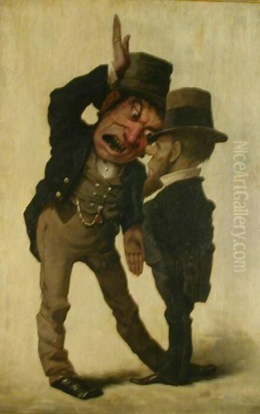 A Political Debate Between Two Irishmen Oil Painting by William Hudson