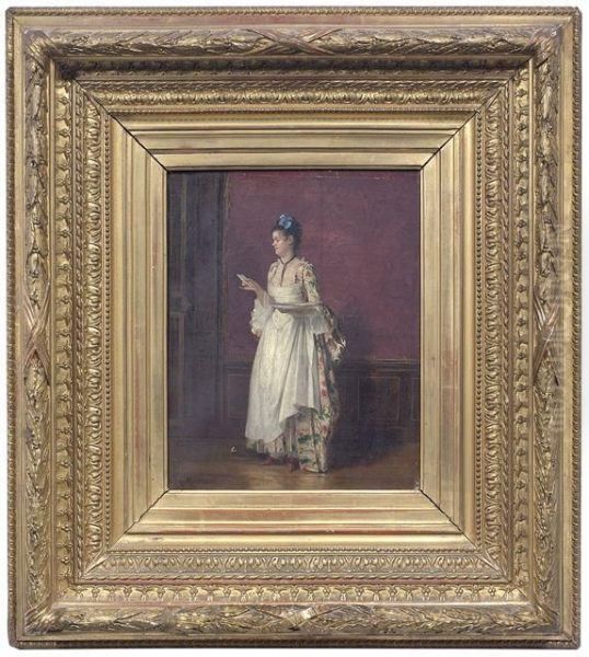 Junge Dame Mit Versiegeltem Brief Oil Painting by Charles Desire Hue