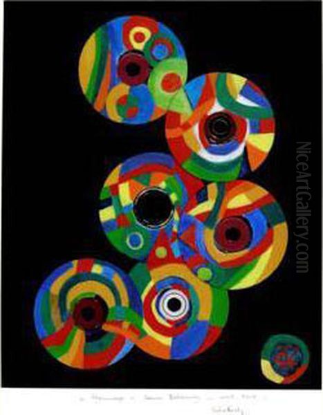 Hommage A Sonia Delaunay Oil Painting by Felix Victor Huet