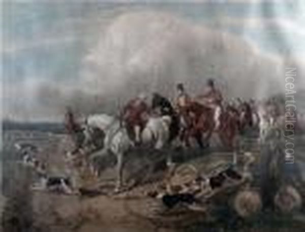 Foxhunting Oil Painting by A.W Huffam