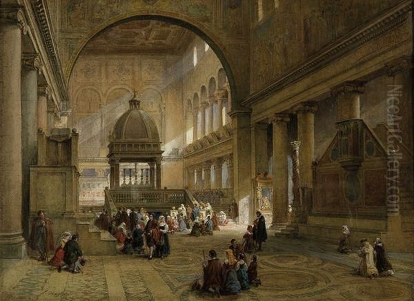 Rome, Interieur De L'eglise San Lorenzo Oil Painting by L. Hughe