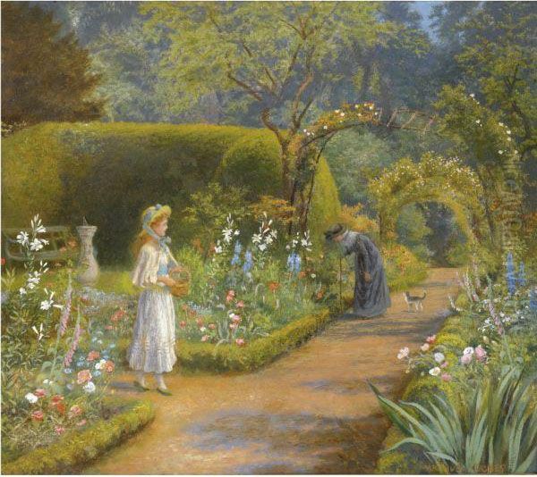 A Visit To Grandmother Oil Painting by Arthur Hughes