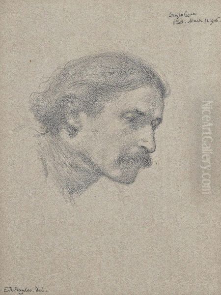 Study For A Portrait Of Orazio Cervi Oil Painting by Edward Robert Hughes