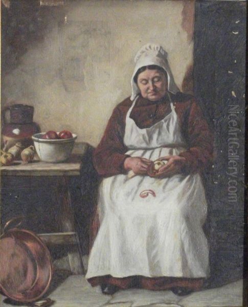 Kitchen Interior Oil Painting by Edwin Hughes