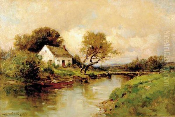 Home By The River Oil Painting by George Hart Hughes