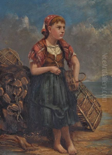 The Young Fishergirl Oil Painting by John Joseph Hughes