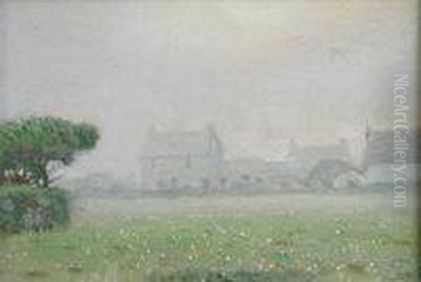 Cornish Farm Oil Painting by Robert Morson Hughes