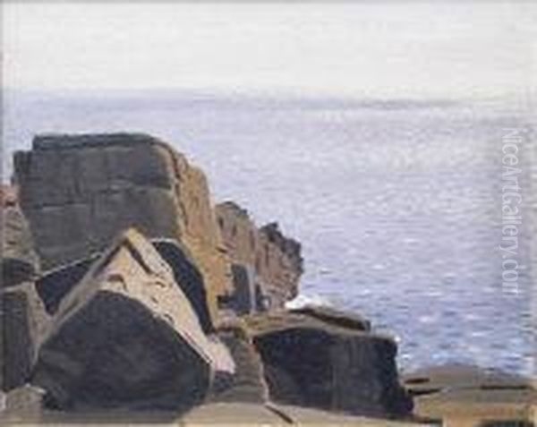 The Coast Near Lamorna Oil Painting by Robert Morson Hughes