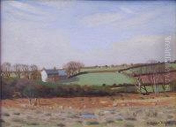 Cornish Farm Oil Painting by Robert Morson Hughes