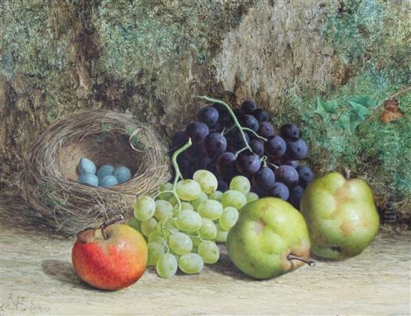 Still Life Of Fruit And A Birds Nest Oil Painting by William Hughes