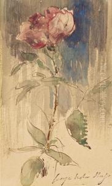 Etude De Rose Oil Painting by Georges-Victor Hugo