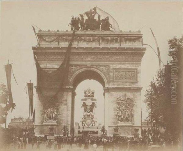 Le Cercueil De L'ecrivain Expose Sous L'arc De Triomphe Oil Painting by Victor Hugo