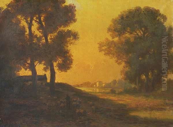 Atardecer Oil Painting by Claude Honore Hugrel