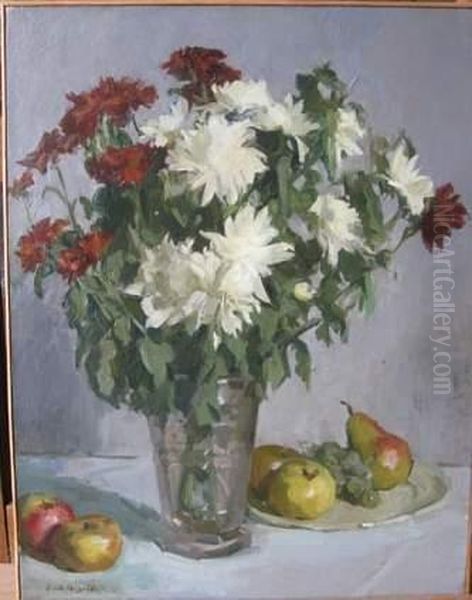 Nature-morte Aux Fleurs Et Fruits Oil Painting by Paul Jean Hugues