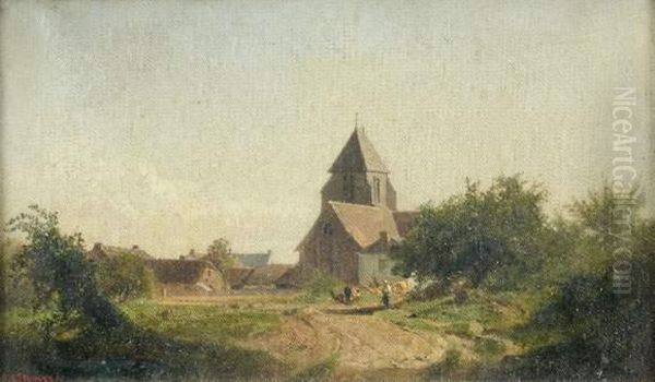 Le Petit Village Oil Painting by Victor Louis Hugues