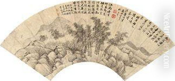 Landscape After The Poem Of Tang Yin Oil Painting by Hui Wang