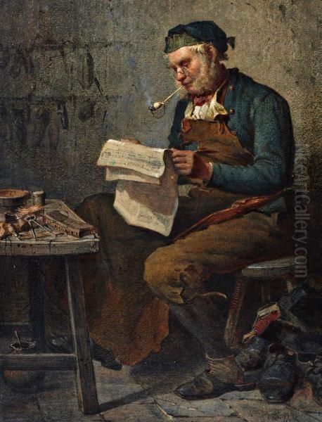 De Schoenlapper Oil Painting by Jan Derk Huibers