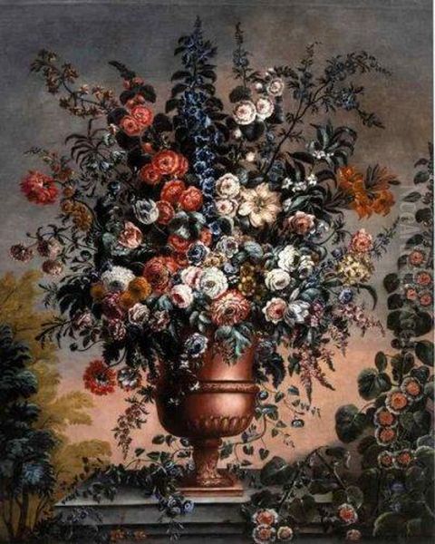 Bouquet De Fleurs Sur Un Entablement 
Huile Sur Toile Oil Painting by Pierre-Nicolas Huillot