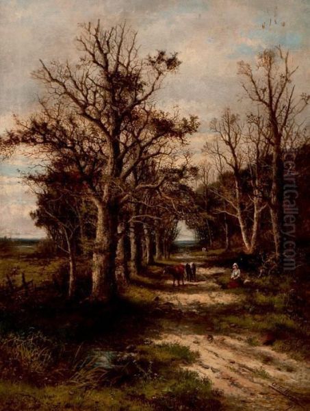 Autumn Near Witley (surrey) Oil Painting by Abraham Hulk