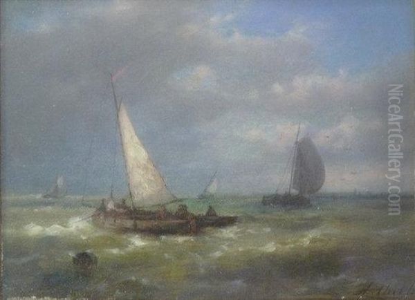 Fishing Boats Oil Painting by Abraham Hulk