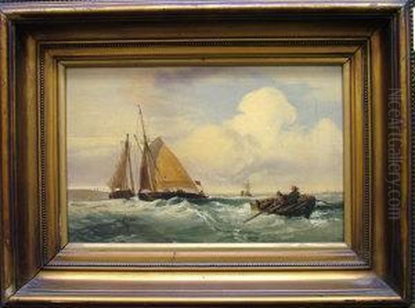 Fishing Vessels On A Choppy Sea Oil Painting by Abraham Hulk