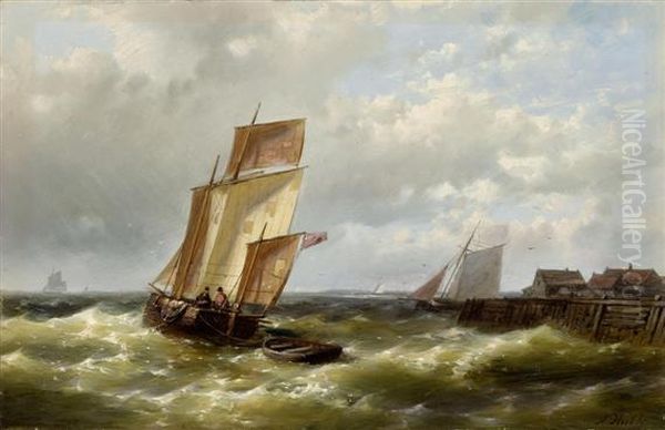 Ships Before The
Dutch Coast Oil Painting by Abraham Hulk