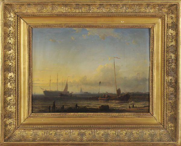 Vue Du Port D'amsterdam Oil Painting by Abraham Hulk Jun.