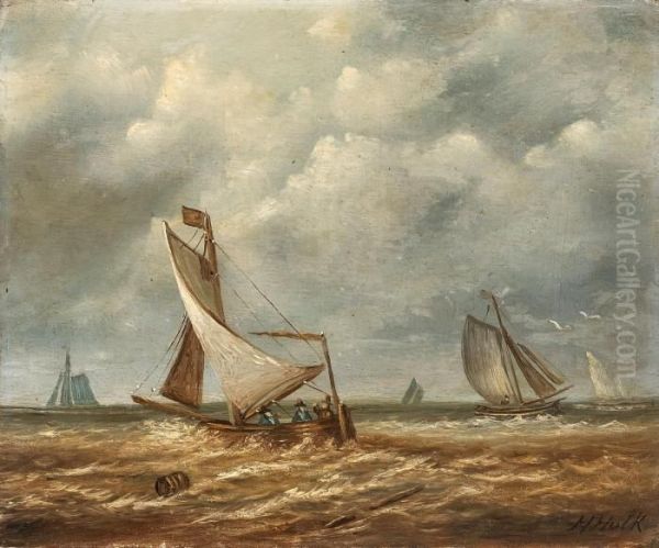 Segelboote Auf Dem Meer Oil Painting by Hendrik Hulk