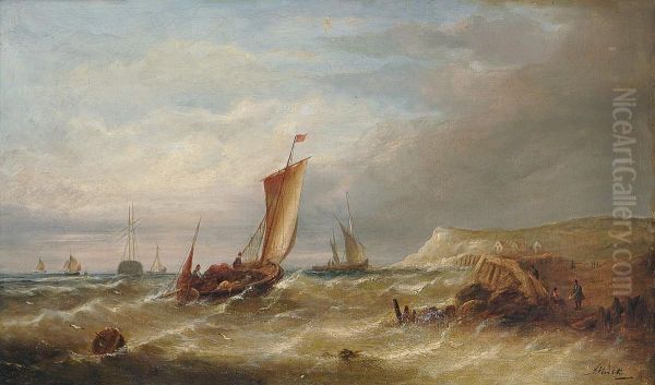 Fischerboote Vor Der Kuste Oil Painting by Abrahamor I Hulk Ii