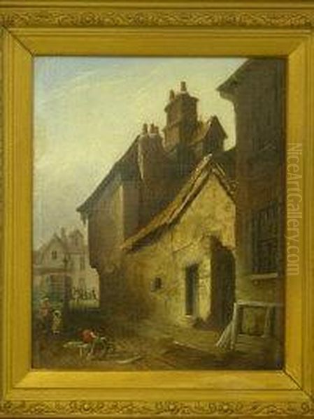 Street Scene Oil Painting by Johannes Frederik Hulk, Snr.