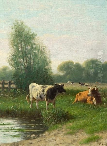 Mucche Al Pascolo Oil Painting by William Frederick Hulk