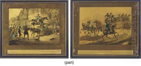 The Life Of Dick Turpin Interview Between Turpin And The Gypsy Queen On Gonerby Hill; Capture And Death Of King, Flight Of Turpin; Death Of Black Bess, Escape Of Turpin And Seizure Of The Pat Rico; Encounter Of The York Stage By Turpin; Deceived By The Fo Oil Painting by Edward Hull