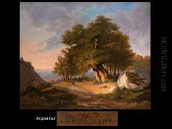 Romantische Mittelgebirgslandschaft Oil Painting by Joseph Hulser