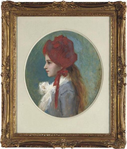 Portrait Of A Young Girl Oil Painting by Ferdinand Humbert