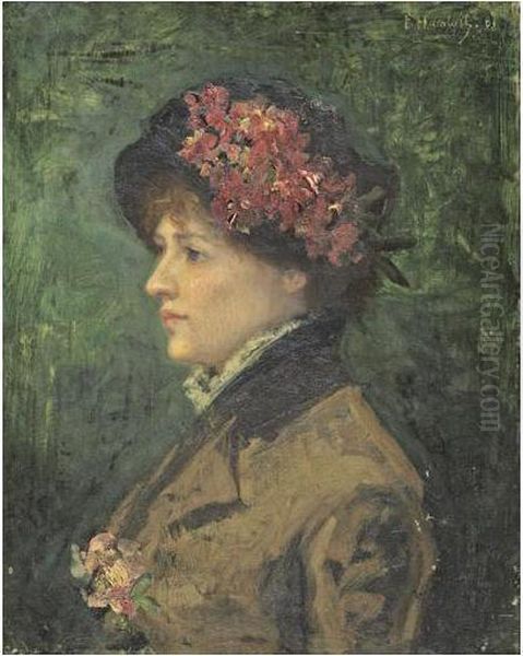 Femme Au Chapeau Oil Painting by Ferdinand Humbert