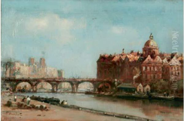 Les Quais, Circa 1880 Oil Painting by Ferdinand Humbert