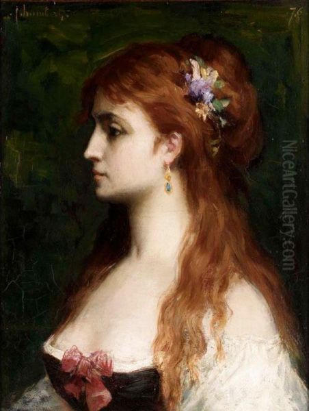 Portrait Of A Young Lady Oil Painting by Ferdinand Humbert