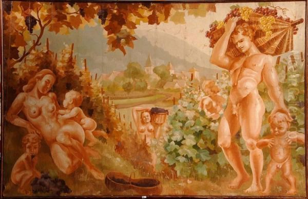 Les Vendanges Oil Painting by Jean Humbert