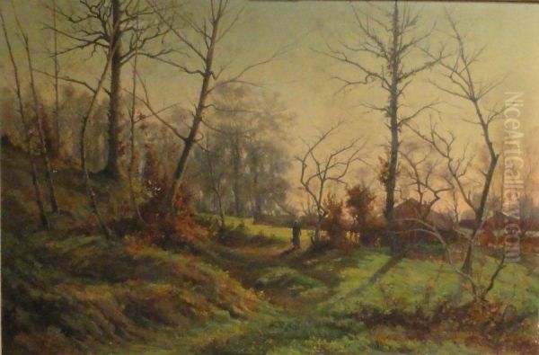 L'oree Du Bois Le Soir A La Folie Haute Marne Oil Painting by Emil Humblot