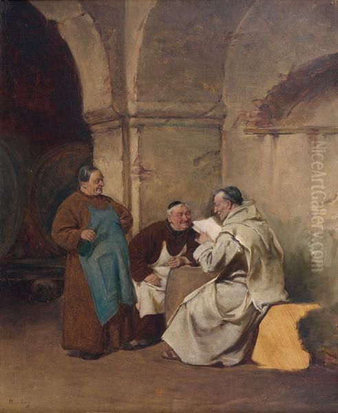 Conciliabule En Refectoire Oil Painting by Adolf Humborg