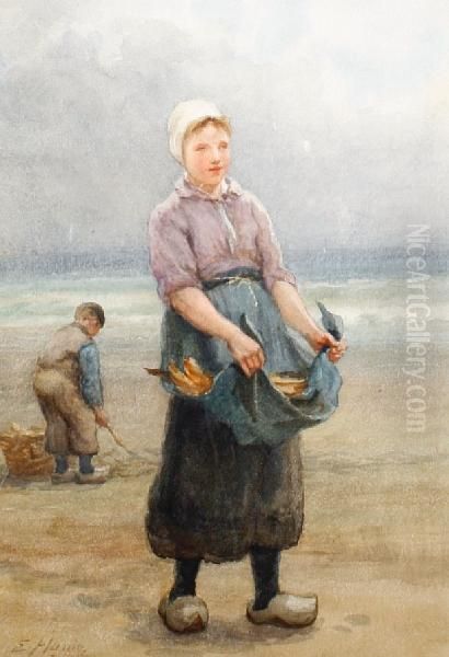 Dutch Fisher Girl Oil Painting by Edith Hume