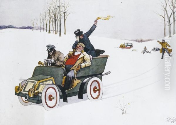 The Humours Of Motoring Oil Painting by Harold Hume Piffard