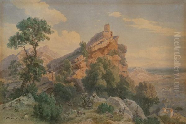 Der Turm Des Seneca Auf Korsika Oil Painting by Carl Hummel