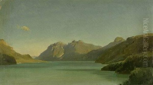 Gebirgssee In Der Schweiz Oil Painting by Carl Hummel