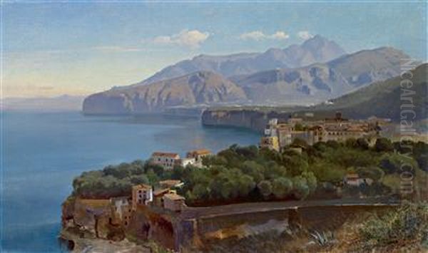 View Of The Bay Of Sorrento Oil Painting by Carl Hummel