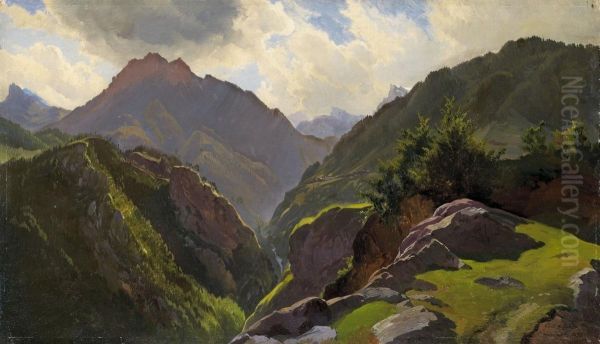 Die Berge Von Valle Di Cadore Oil Painting by Carl Maria Nicolaus Hummel