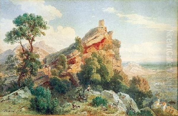 Pejzaz Z Zamkiem Oil Painting by Carl Maria Nicolaus Hummel