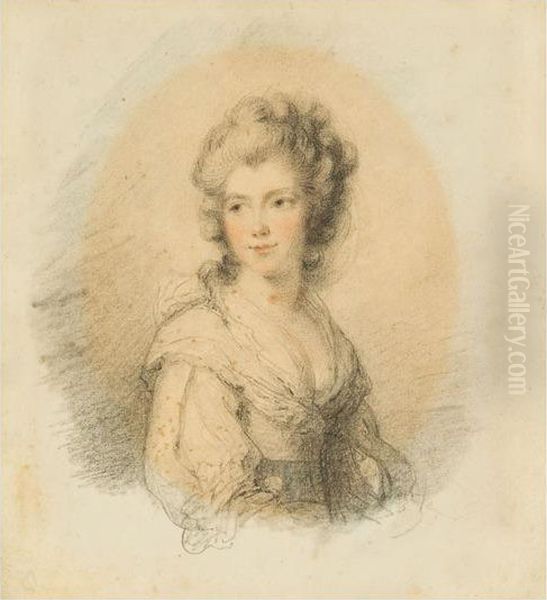 Portrait Of Georgiana Duchess Of Devonshire Oil Painting by Ozias Humphrey