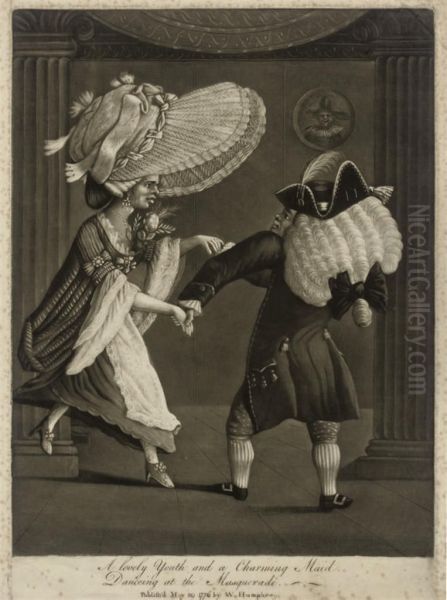 A Lovely Youth And A Charming Maid, Dancing At The Masquerade Oil Painting by William Humphrey